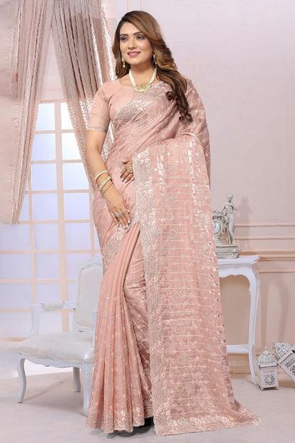 Peach Colour Organza Saree SD1090989_3e0339d7 9ffd 47d6 9f65 8fc445fe5581