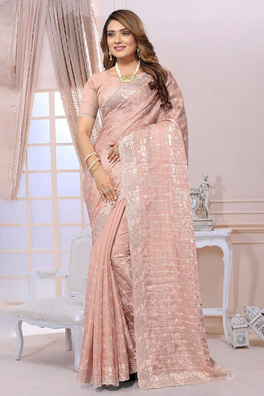Peach Colour Organza Saree SD1090989_3e0339d7 9ffd 47d6 9f65 8fc445fe5581