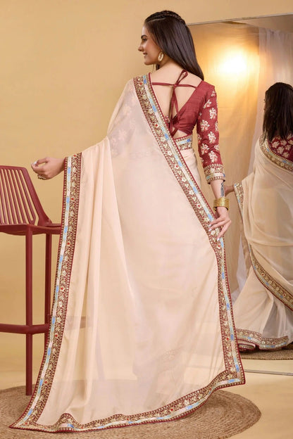 Peach Colour Organza Saree SD1110239 A