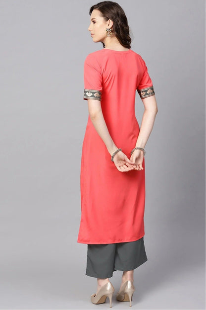 Peach Colour Plus Size Crepe Kurta Set KR1060003 C