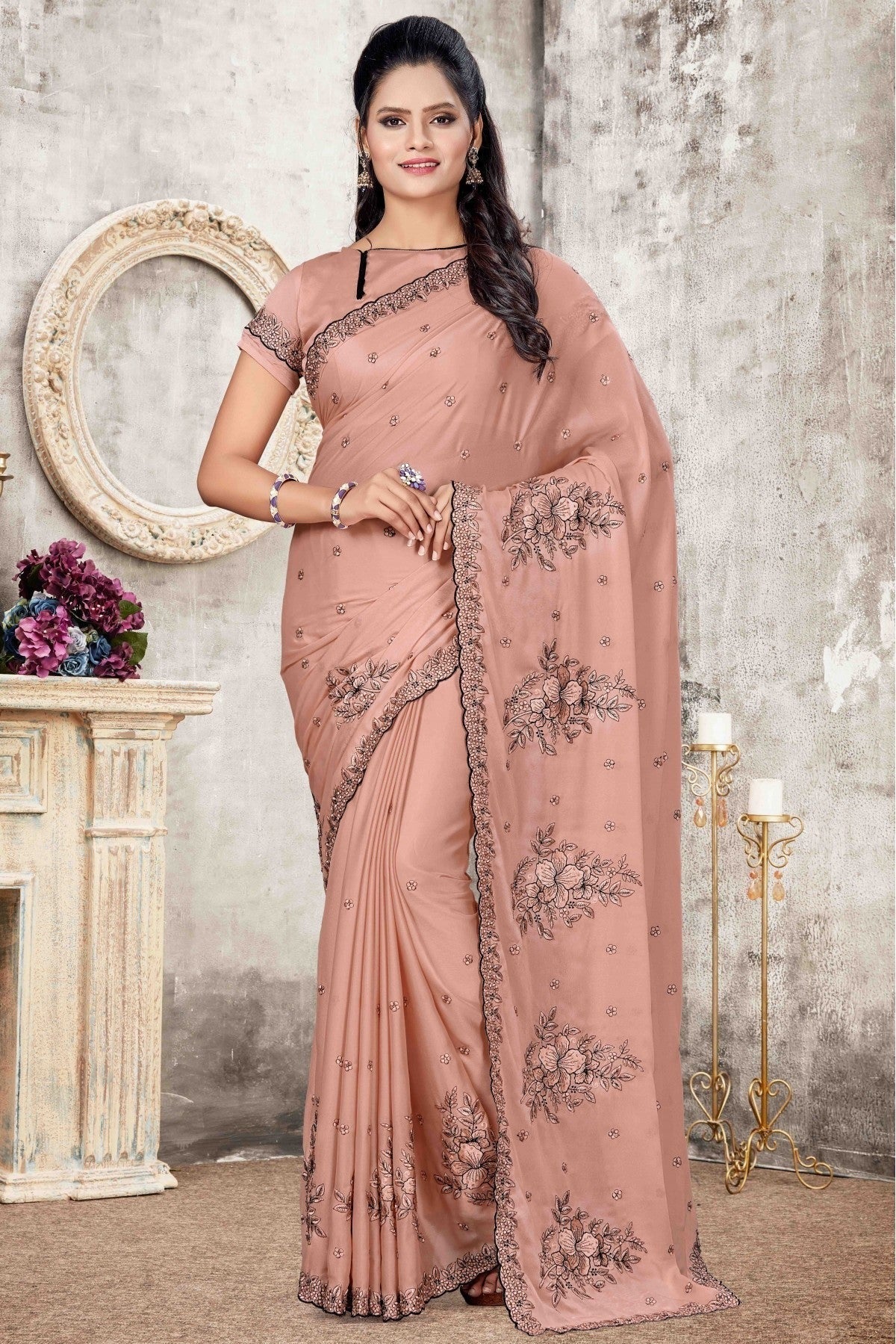 Peach Colour Rangoli Silk Designer Saree SD1120688