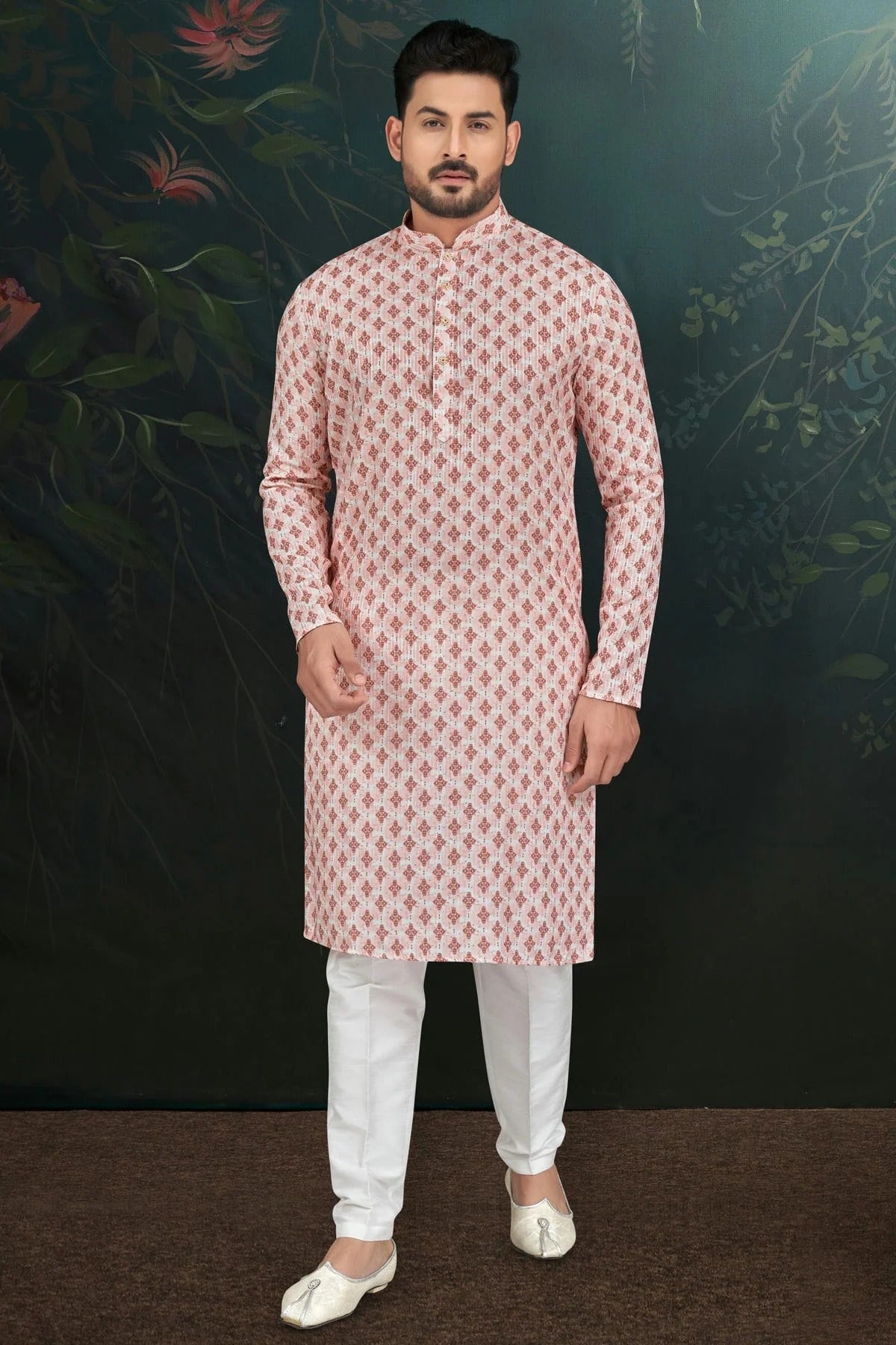 Peach Colour Rayon Kurta Pajama KP1040484