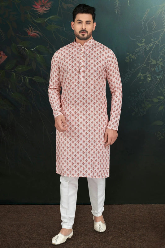 Peach Colour Rayon Kurta Pajama KP1040484