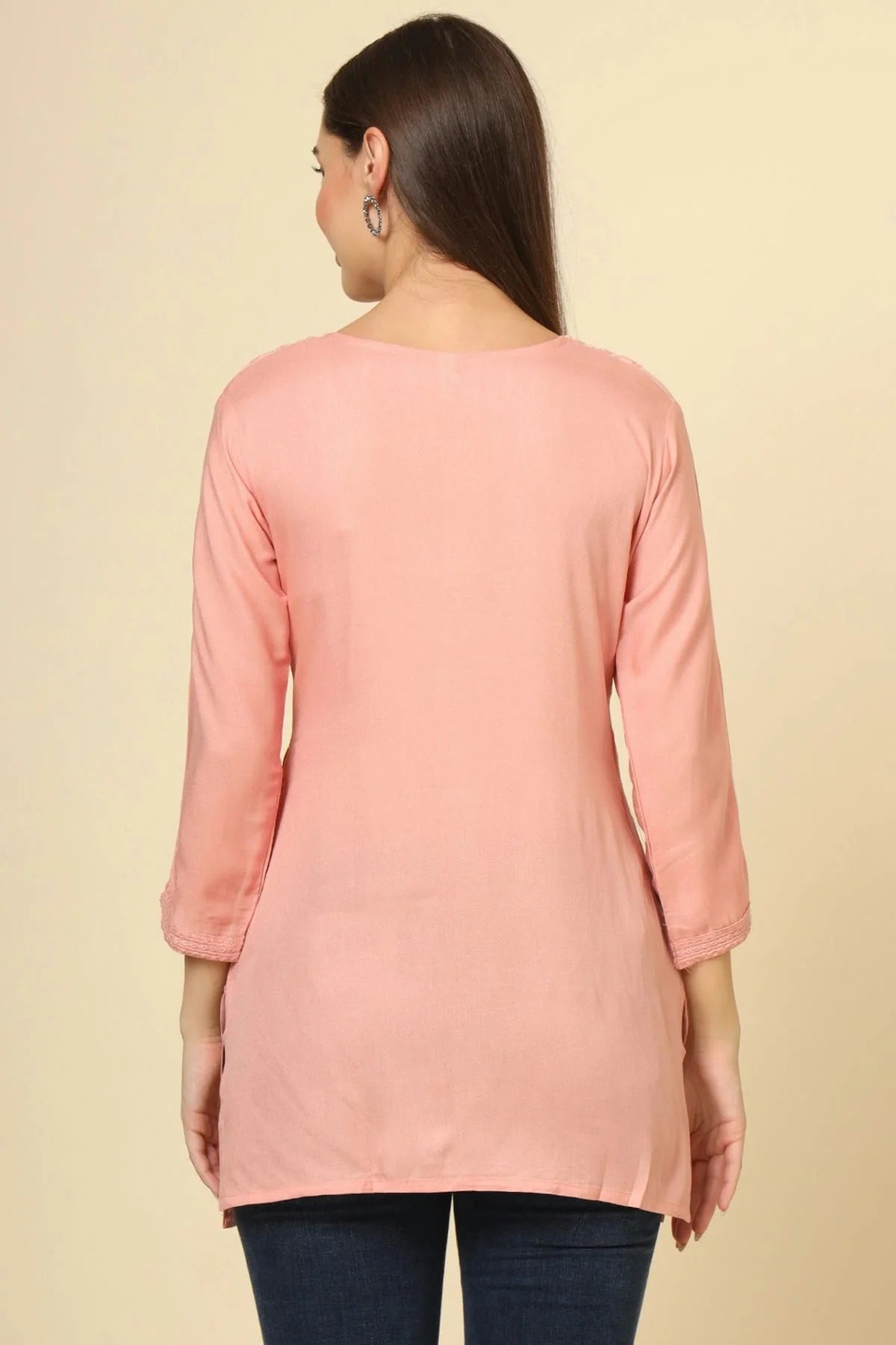 Peach Colour Rayon Readymade Top TP1110865 A