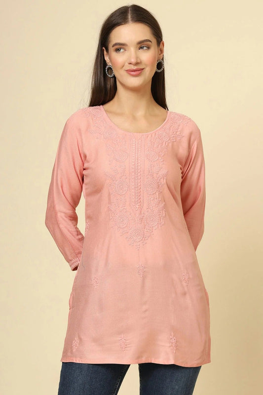 Peach Colour Rayon Readymade Top TP1110865