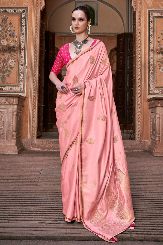 Peach Colour Satin Silk Saree SD1110187