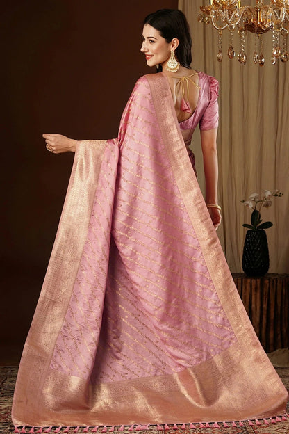 Peach Colour Satin Silk Traditional Saree SD1112144 A