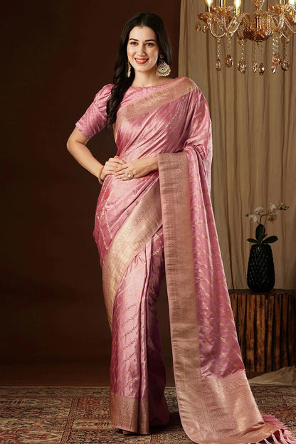Peach Colour Satin Silk Traditional Saree SD1112144