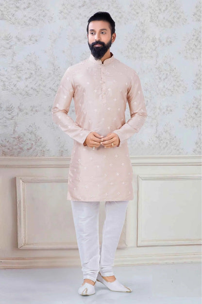 Peach Colour Silk Festival Wear Kurta Pajama KP1130045