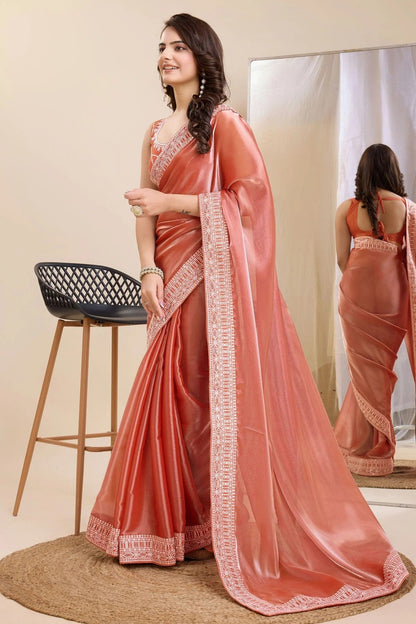 Peach Colour Silk Saree SD1110230 A