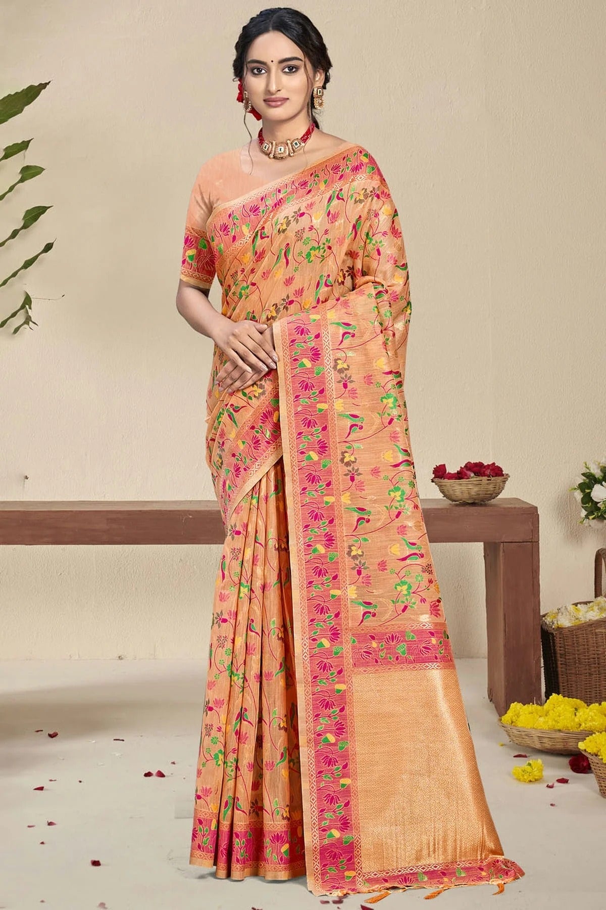 Peach Colour Silk Traditional Saree SD1102579