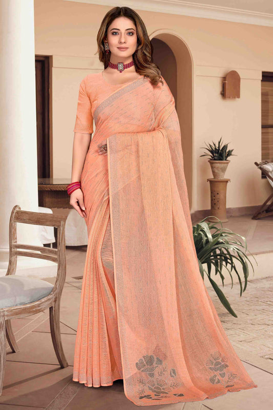 Peach Colour Simmer Chiffon Designer Saree SD1121259