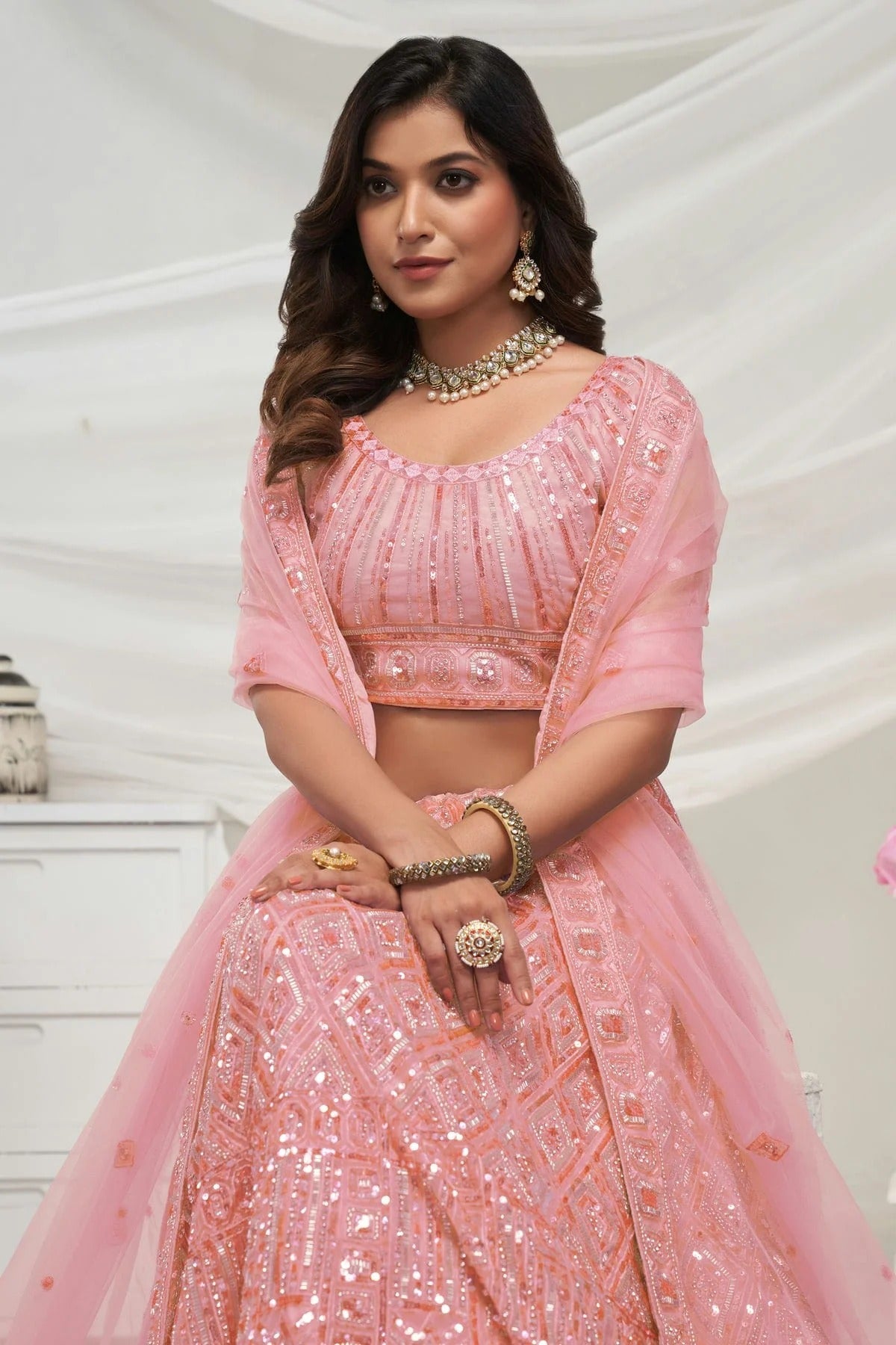 Peach Colour Soft Net Lehenga Choli LC1030027 A