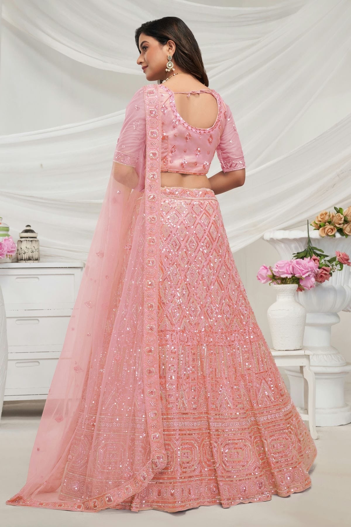 Peach Colour Soft Net Lehenga Choli LC1030027 B