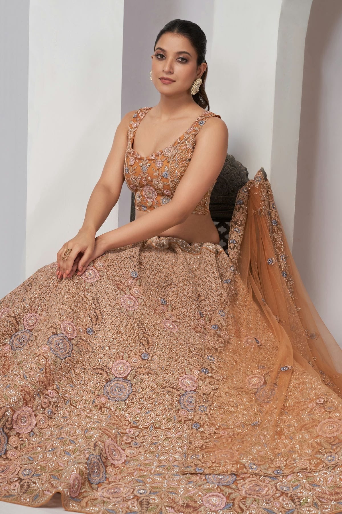 Peach Colour Soft Net Lehenga Choli LC1030055 A