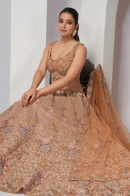 Peach Colour Soft Net Lehenga Choli LC1030055 A