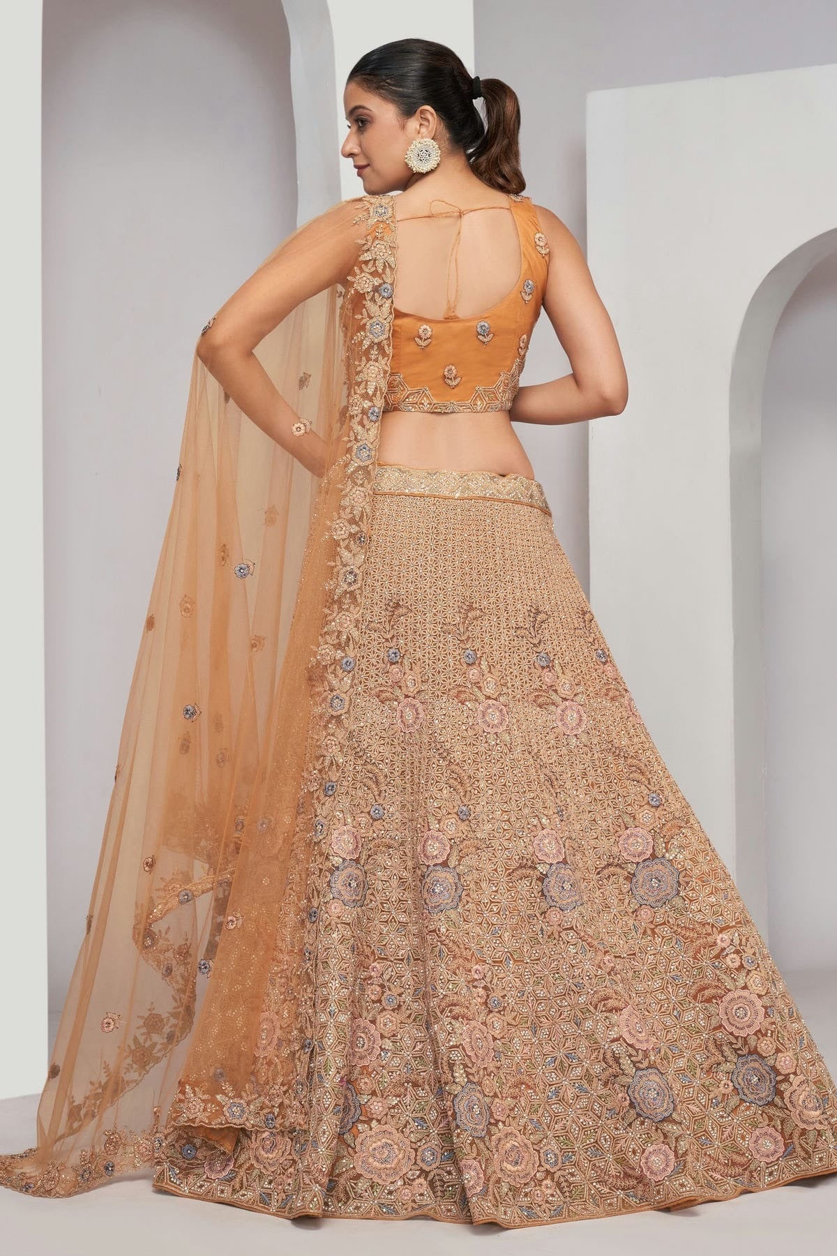 Peach Colour Soft Net Lehenga Choli LC1030055 B
