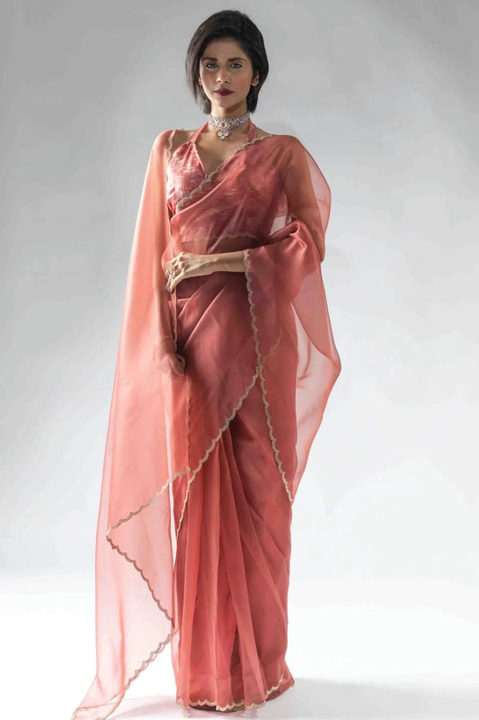 Peach Colour Tissue Silk Ready To Wear Saree SD1122048