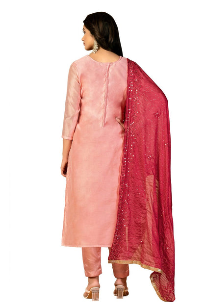 Peach Colour Unstitched Modal Cotton Fabric Straight Suit US1160971 A