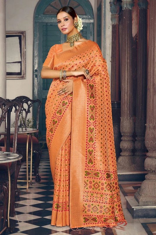 Peach Colour Woven Work Patola Silk Saree SD1101516