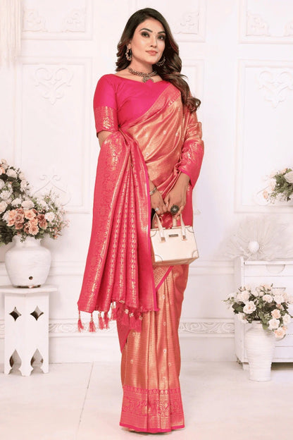 Peach Colour Woven Work Pure Banarasi Tissue Silk Traditional Saree SD1250249 A