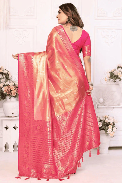 Peach Colour Woven Work Pure Banarasi Tissue Silk Traditional Saree SD1250249 B