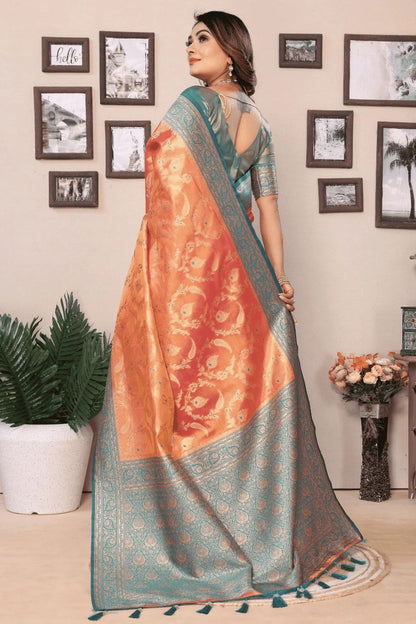 Peach Colour Woven Work Pure Banarasi Tissue Silk Traditional Saree SD1250257 B