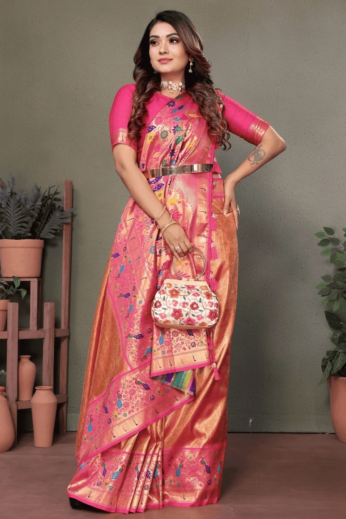 Peach Colour Woven Work Pure Banarasi Tissue Silk Traditional Saree SD1250268 A