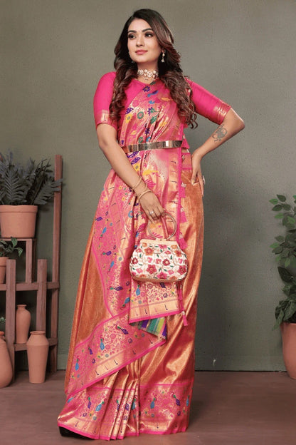 Peach Colour Woven Work Pure Banarasi Tissue Silk Traditional Saree SD1250268 A