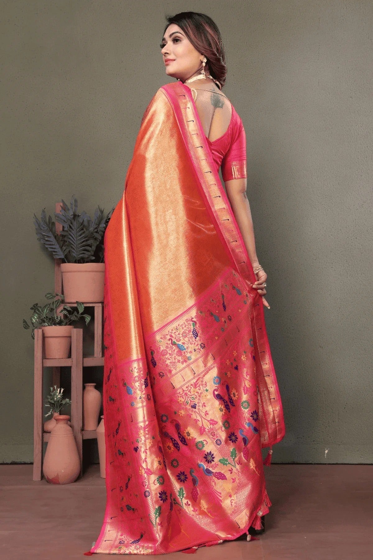 Peach Colour Woven Work Pure Banarasi Tissue Silk Traditional Saree SD1250268 B