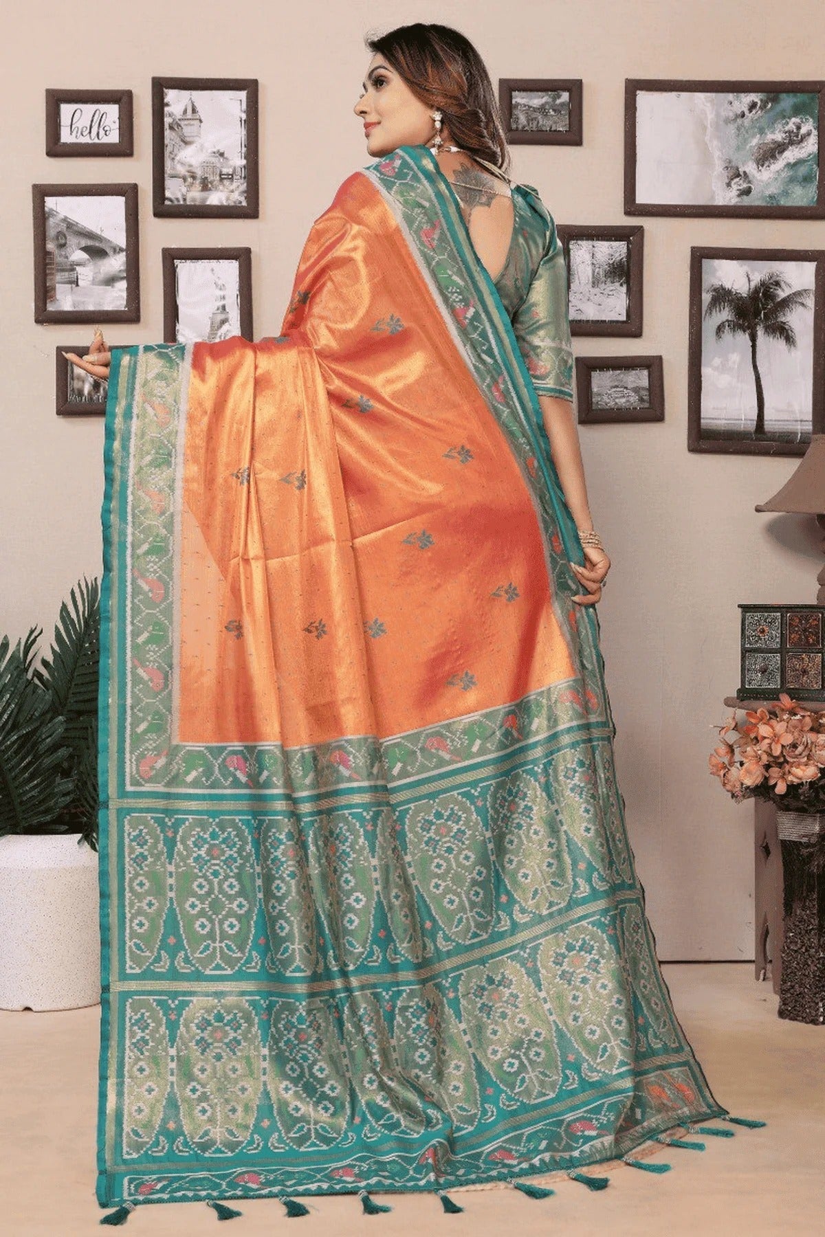 Peach Colour Woven Work Pure Banarasi Tissue Silk Traditional Saree SD1250293 B