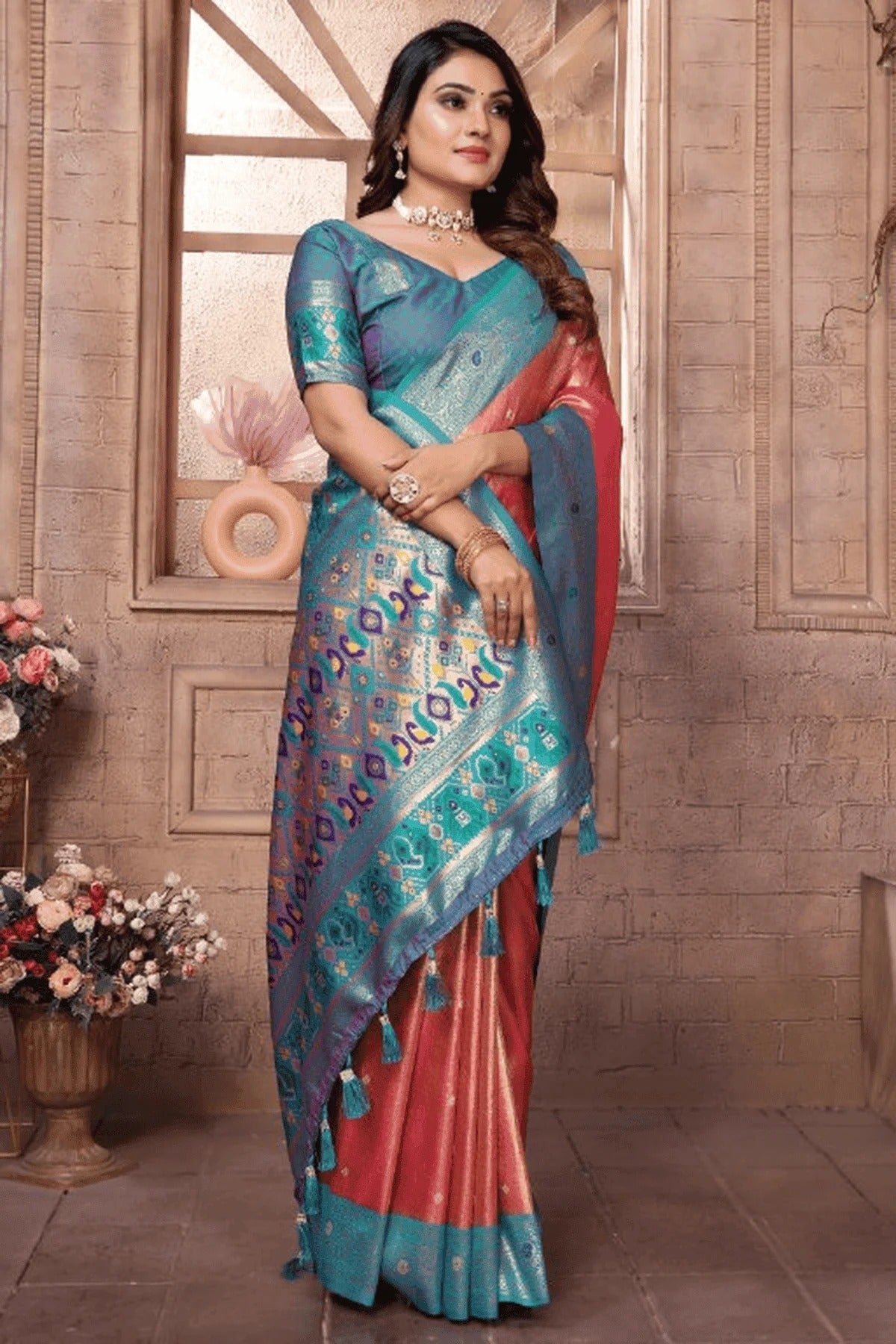 Peach Colour Woven Work Pure Banarasi Tissue Silk Traditional Saree SD1250326 A
