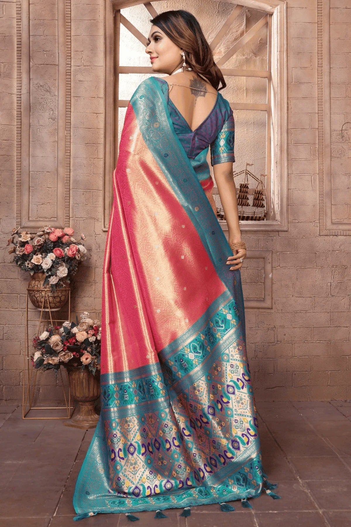 Peach Colour Woven Work Pure Banarasi Tissue Silk Traditional Saree SD1250326 B