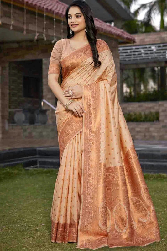 Peach Colour Woven Work Silk Traditional Saree SD1103396