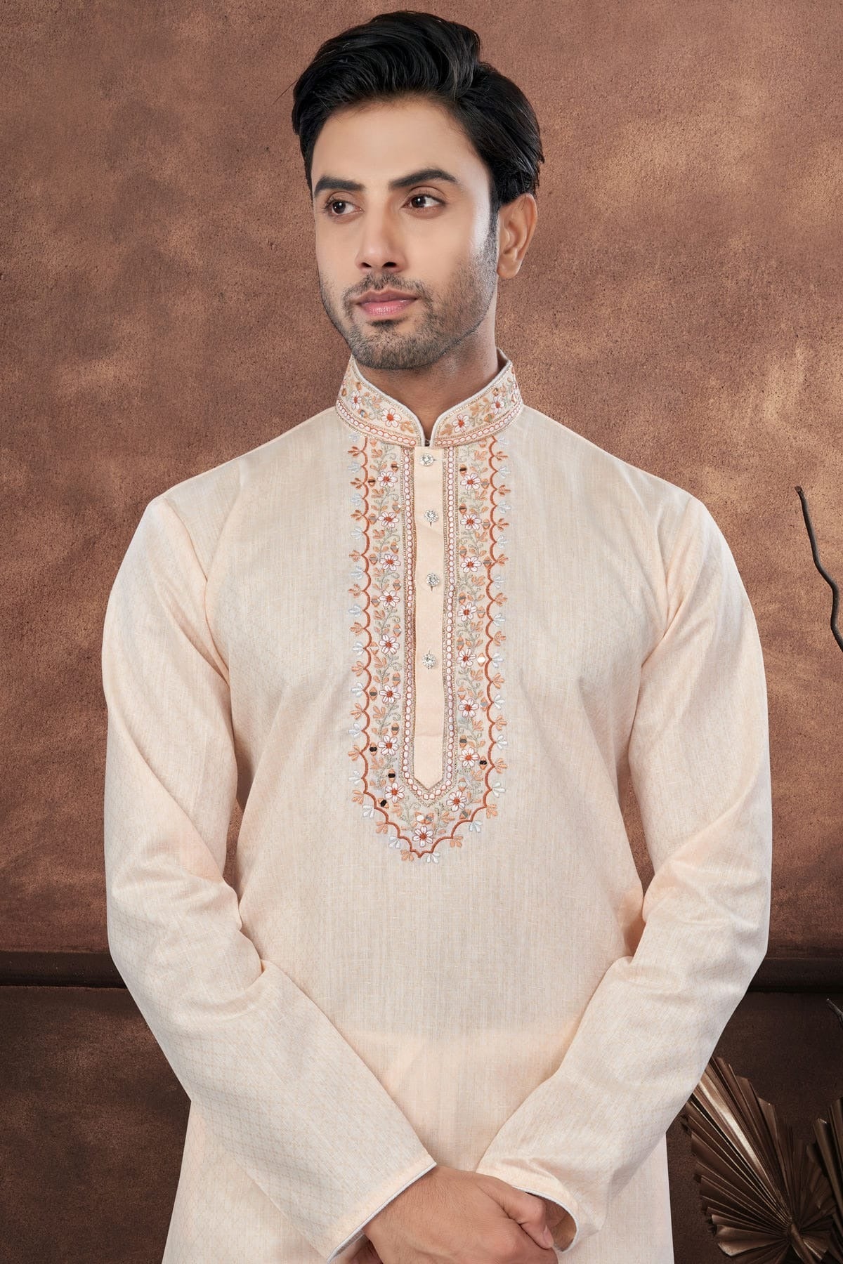 Peach Cotton Kurta Pajama KP1040691 A