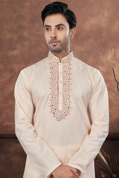 Peach Cotton Kurta Pajama KP1040691 A