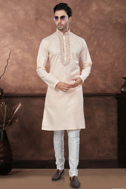 Peach Cotton Kurta Pajama KP1040691