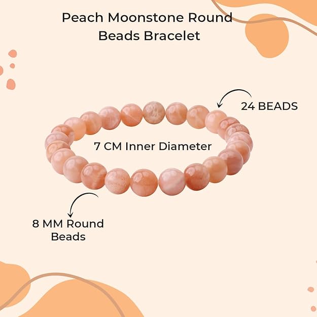 Peach Moonstone 8mm Round Beads Bracelet – Natural Calm & Feminine Energy Crystal Bracelet