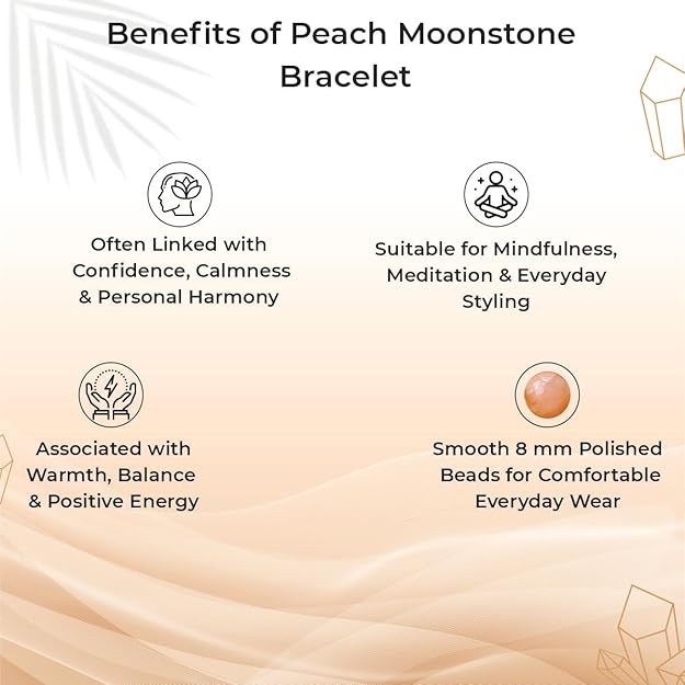 Peach Moonstone 8mm Round Beads Bracelet – Natural Calm & Feminine Energy Crystal Bracelet