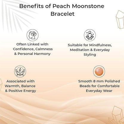 Peach Moonstone 8mm Round Beads Bracelet – Natural Calm & Feminine Energy Crystal Bracelet
