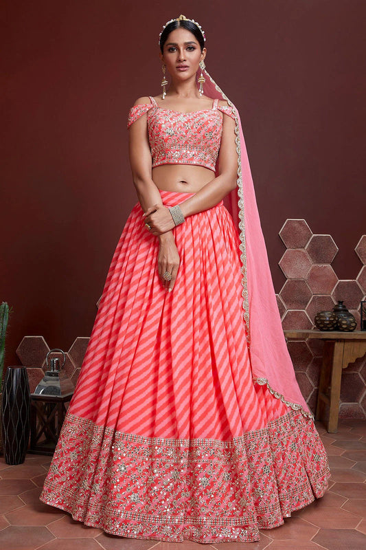Peach Organza Silk Designer Lehenga Choli LC1010162