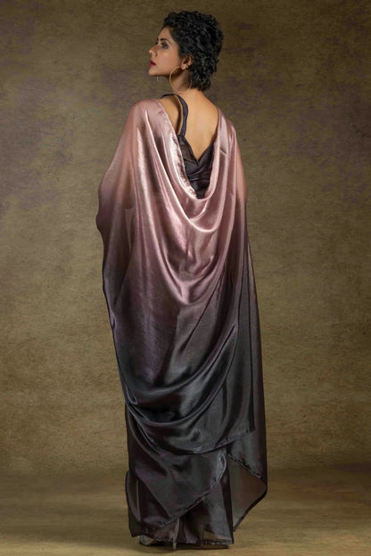 Peach and Coffee Colour Fendi Satin Silk Ready To Wear Saree SD1122017 A