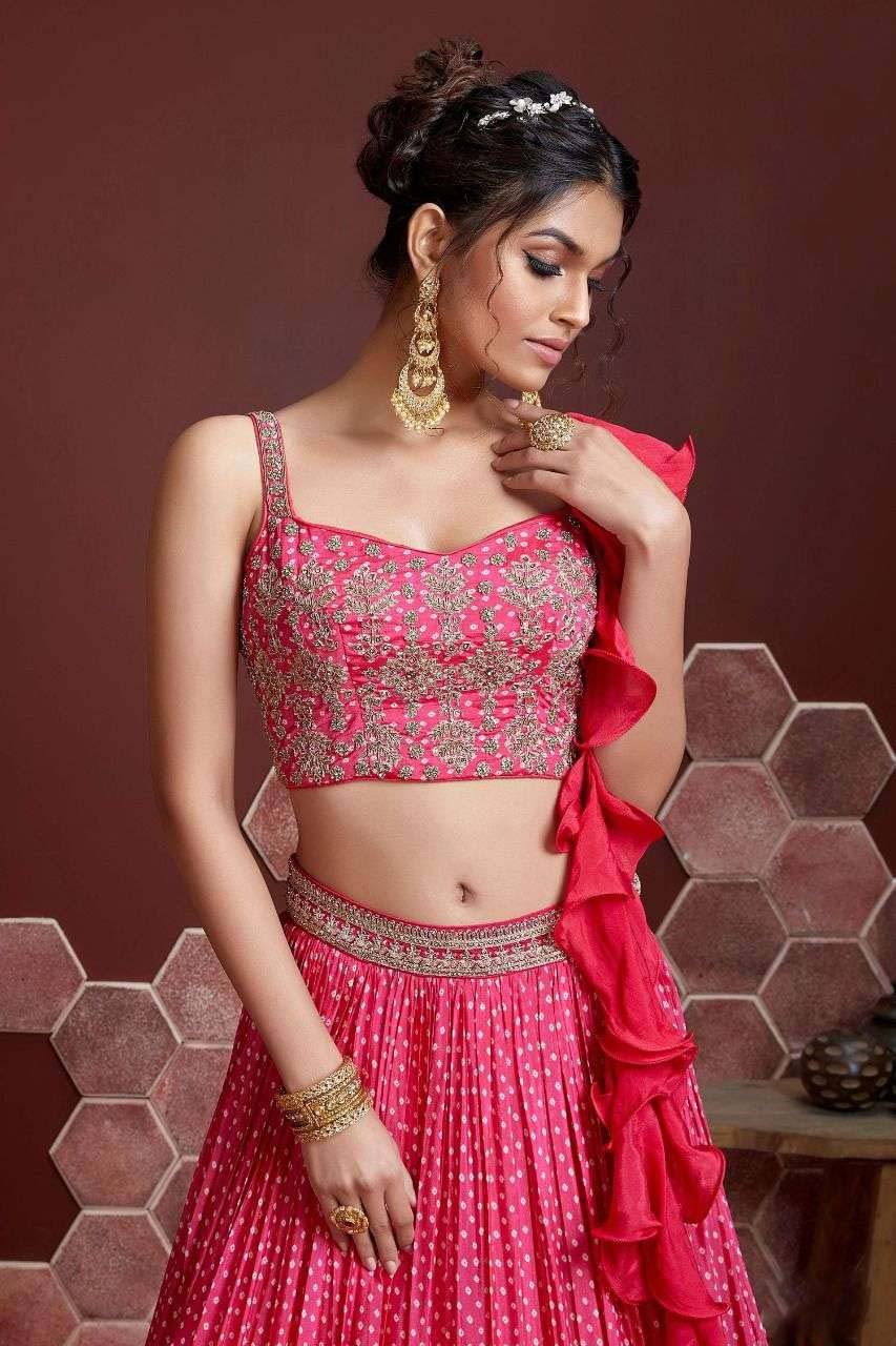 Pink Chinnon Silk Designer Lehenga Choli LC1010156 A