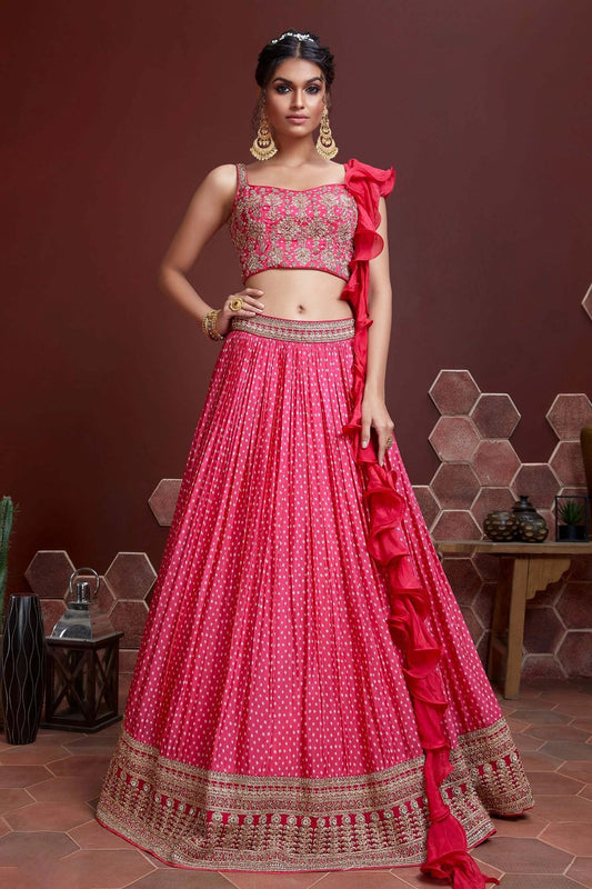 Pink Chinnon Silk Designer Lehenga Choli LC1010156