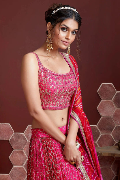 Pink Chinnon Silk Designer Lehenga Choli LC1010160 A