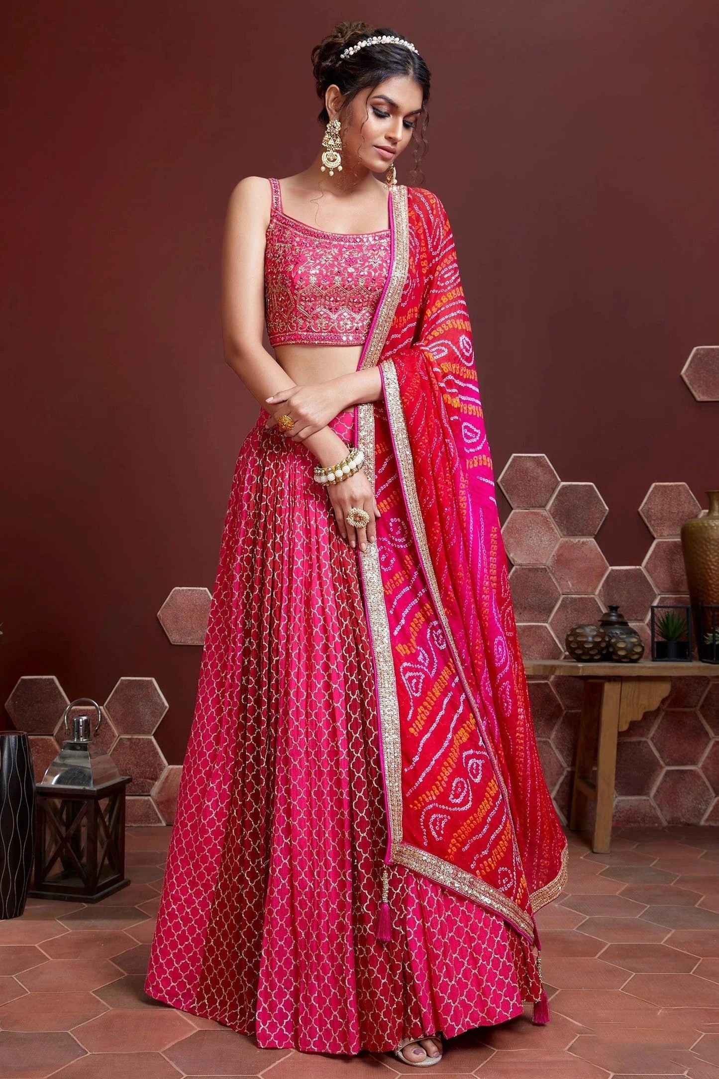 Pink Chinnon Silk Designer Lehenga Choli LC1010160