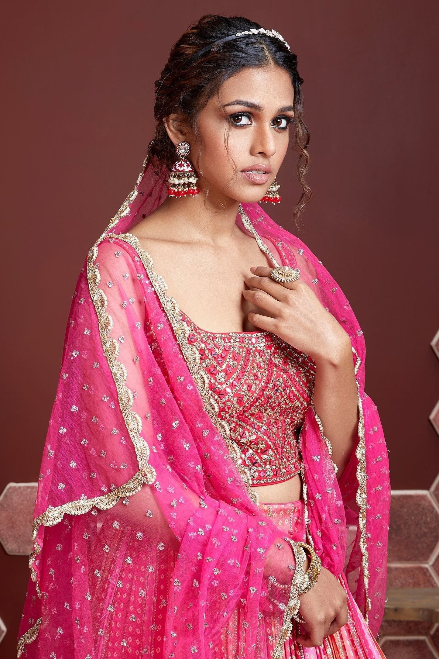 Pink Chinnon Silk Designer Lehenga Choli LC1010163 A
