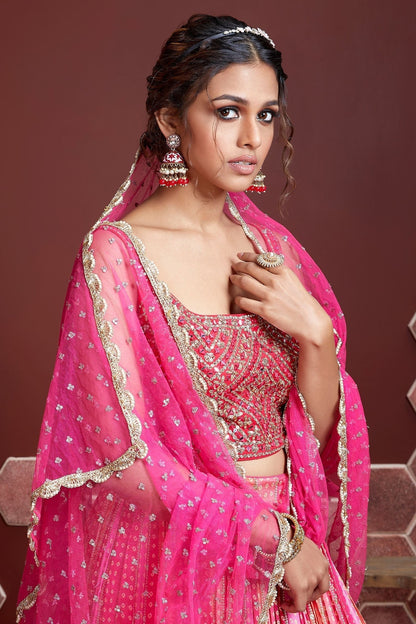 Pink Chinnon Silk Designer Lehenga Choli LC1010163 A