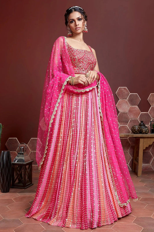 Pink Chinnon Silk Designer Lehenga Choli LC1010163