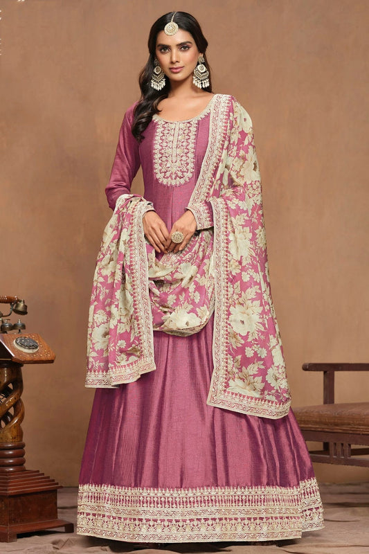 Pink Colour Art Silk Anarkali Suit SM1050568